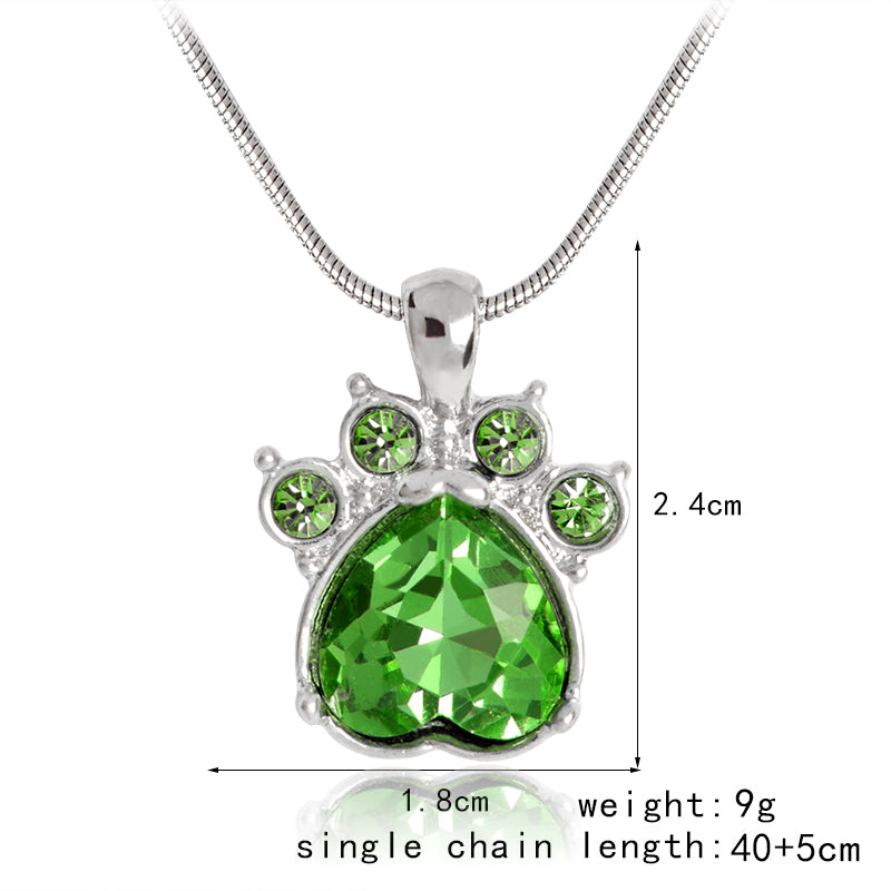 Birthstone Crystal Paw Necklace