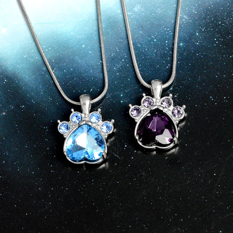 Birthstone Crystal Paw Necklace