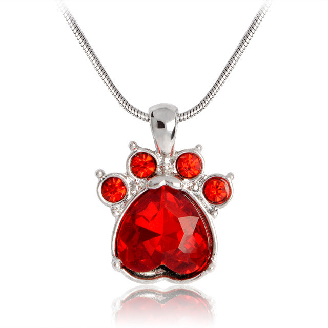Birthstone Crystal Paw Necklace