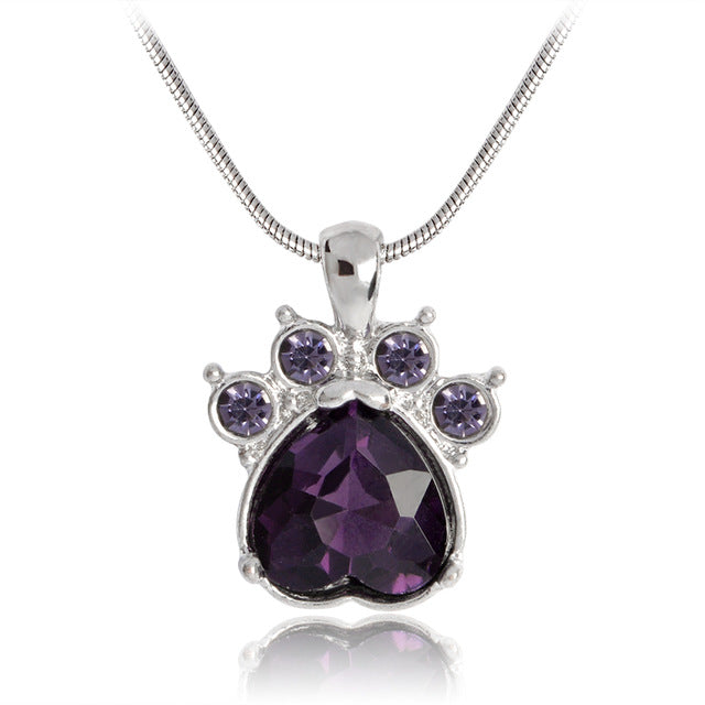 Birthstone Crystal Paw Necklace