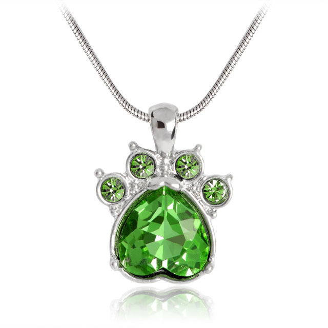 Birthstone Crystal Paw Necklace
