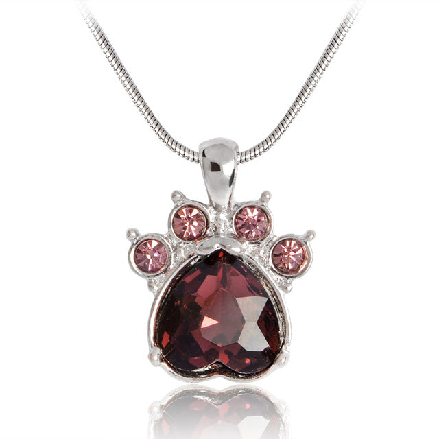 Birthstone Crystal Paw Necklace