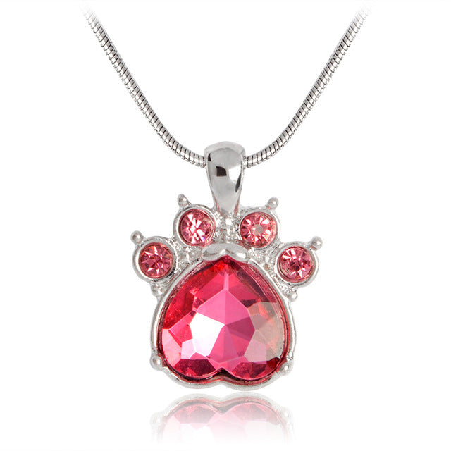Birthstone Crystal Paw Necklace