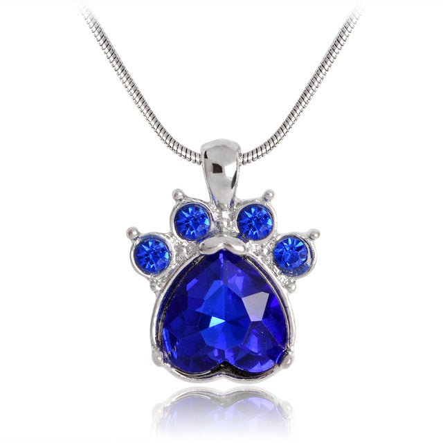 Birthstone Crystal Paw Necklace