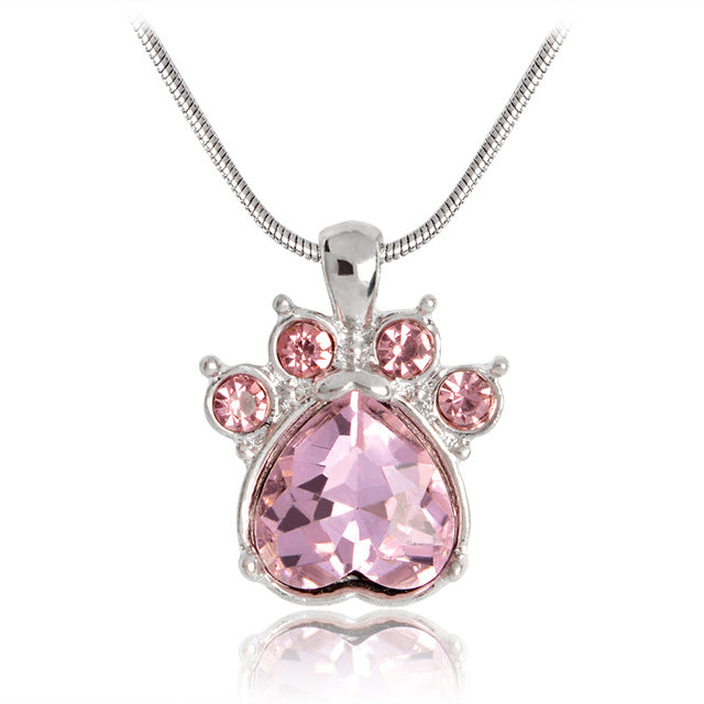 Birthstone Crystal Paw Necklace