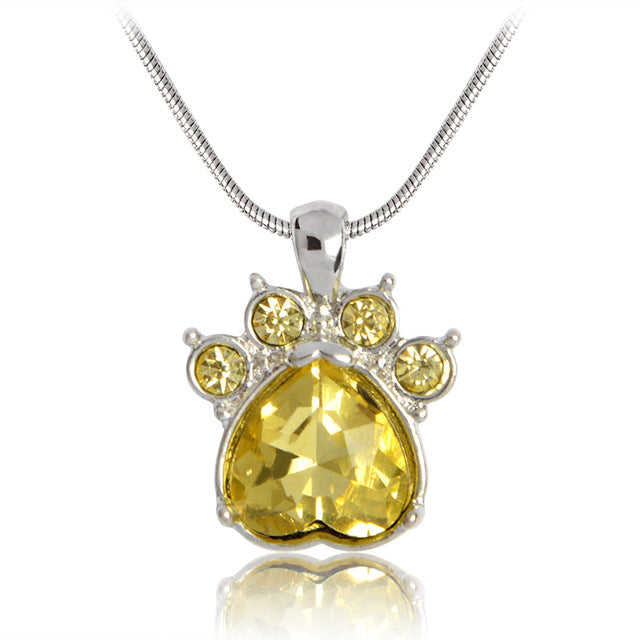 Birthstone Crystal Paw Necklace