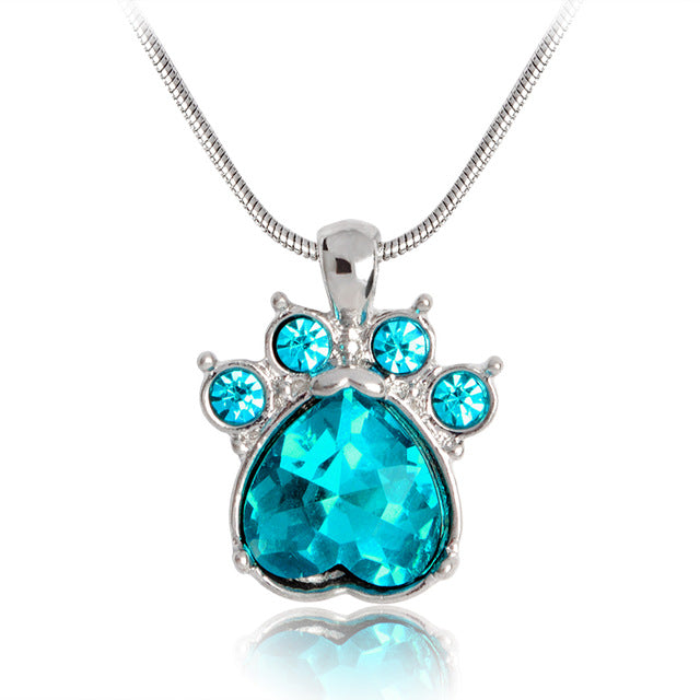 Birthstone Crystal Paw Necklace