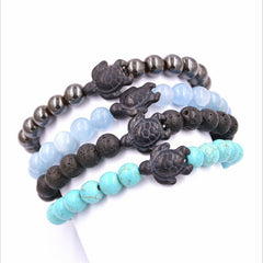 Lava Stone Turtle Bracelet