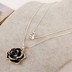 Black Rose Double Layers Necklace