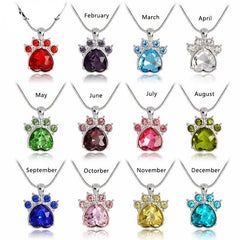 Birthstone Crystal Paw Necklace